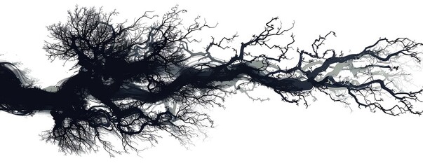 An abstract tree silhouette with branches resembling lightning bolts