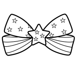  cute USA patriotic Independence day coquette Ribbon bow outline doodle coloring illustration