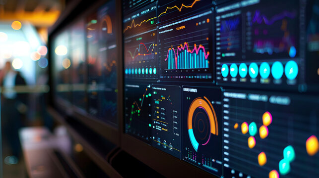 Business intelligence dashboards visualize data. Real-time metrics inform decisions.