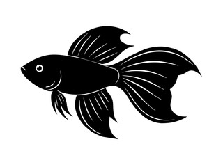 Betta fish silhouette vector illustration 