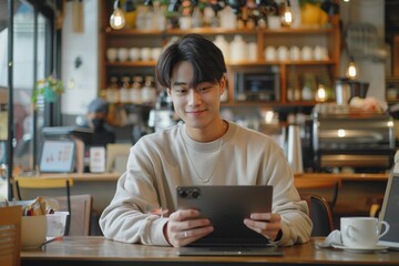 Man using tablet at a desk