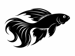 Betta fish silhouette vector illustration 