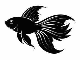 Betta fish silhouette vector illustration 