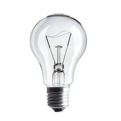 Clear light bulb isolated on white background. Perfect for themes related to innovation, energy, and invention.