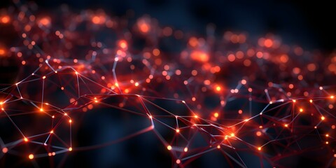 Obraz premium Futuristic black background with neural network technology for artificial intelligence concept. Concept Futuristic Technology, Artificial Intelligence, Black Background, Neural Network