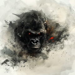 Gorilla in Fantasy style on white background