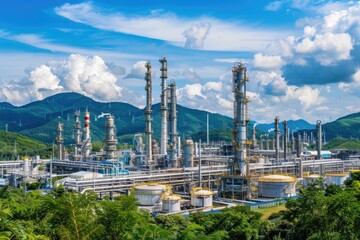 Obraz premium engineering and technological of industrial plants and facilities large-scale infrastructure including refineries, power plants, and pipelines