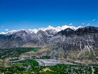 Aerial View Of Valley Surrounded By Hindu Kush Mountain Range, Chitral, Khyber Pukhtoon Khwa,...