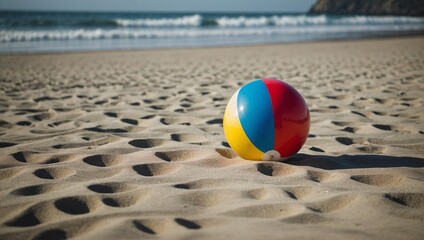 Obraz premium Beach ball in the sand on the beach