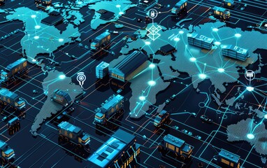 Futuristic Supply Chain of Smart Vehicles and AI-Driven Logistics on Digital World Map