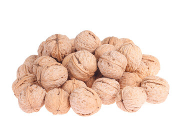 Walnuts are isolated on a white background,