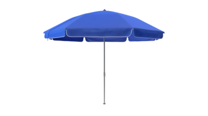 Blue beach umbrella isolated on transparent background