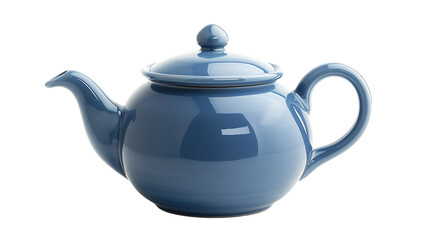 Blue ceramic teapot isolated on transparent background - Powered by Adobe