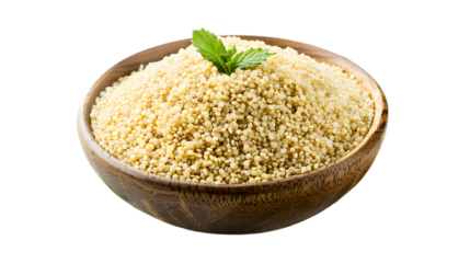 Bowl with tasty quinoa on white background