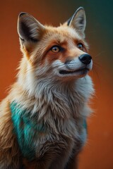 Fototapeta premium Fox Portrait: A Detailed and Colorful Illustration in Orange Style