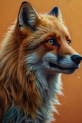 Obraz premium Fox Portrait: A Detailed and Colorful Illustration in Orange Style
