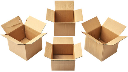 Cardboard boxes isolated on transparent background