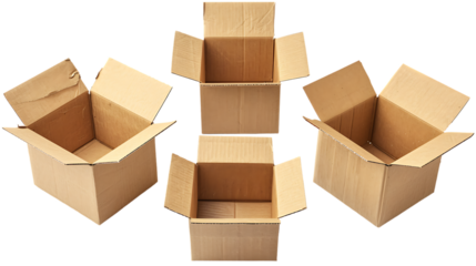Cardboard boxes isolated on transparent background