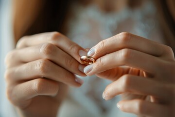 Person slips wedding ring onto finger