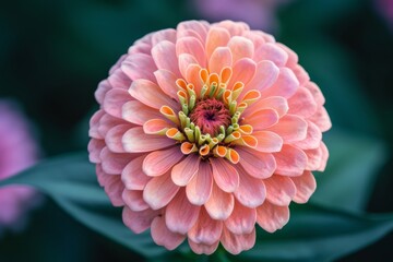 Pink flower, yellow center, purple flowers around