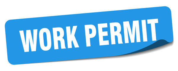 work permit sticker. work permit label