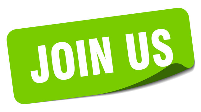 join us sticker. join us label
