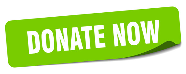 donate now sticker. donate now label