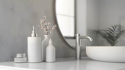 Blank Label Lotion Pump: A modern lotion pump bottle with no in bathroom setting.