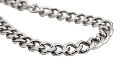 Elegant silver chain isolated on transparent background