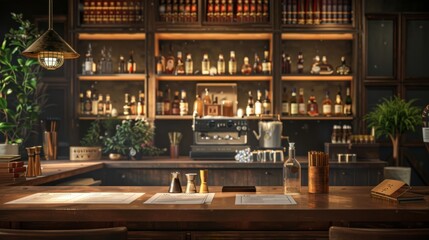 Mixology Mastery A Stylish Craft Cocktail Lab with Business Cards Experimental Ingredients and Bar Setup Professional Bartending and Mixology Training Concept