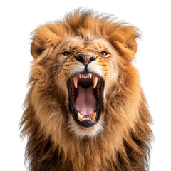 A fierce roaring lion showcasing its sharp teeth and majestic mane, representing the king of the jungle in this captivating wildlife image. © Stone Story