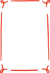 Simple decorative vector frame. A clipart element in hand-drawn style. Isolated decoration in red color. Suitable for wedding or birthday invitation, poster, menu, greeting card.