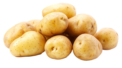 Fresh raw organic potatoes isolated on transparent background