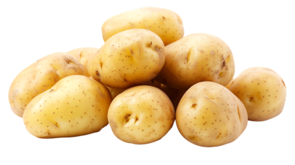 Fresh raw organic potatoes isolated on transparent background