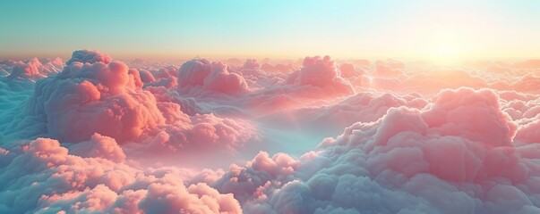 Breathtaking sunrise over pink and orange clouds, creating a dreamy and surreal landscape in the sky. Perfect for nature and travel content.