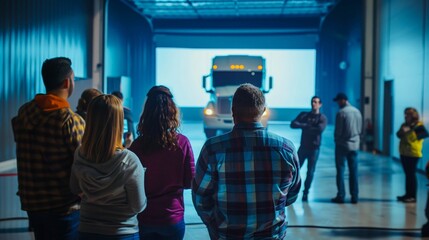Truck Drivers Observing Safety Demonstration in Training Session
