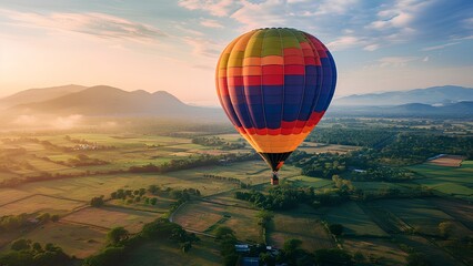 Obraz premium hot air balloon over region country