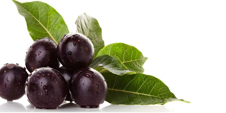 Isolated jaboticaba fruit on white background using modern technology. Concept Fruit Photography, White Background, Isolated Object, Technology, Creative Composition