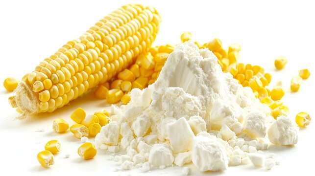 cornstarch powder isolated on white background