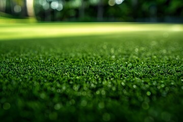 Naklejka premium Dewy Grass Close-Up in the Morning Light. Generative AI.