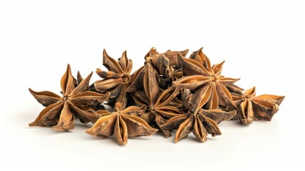 Obraz premium dried star anise Isolated on white background. food concept for designer