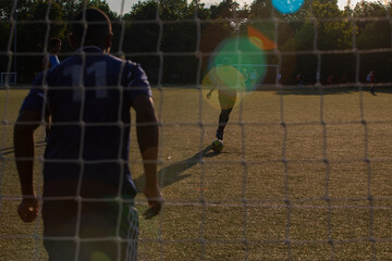 Boys playing football