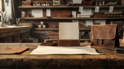 Artisan Leather Workshop Handcrafted Goods Tools and Business Cards for Custom Creations