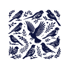 bird silhouette Clip art isolated vector illustration on white background