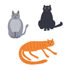 Funny cats cartoon icons set one