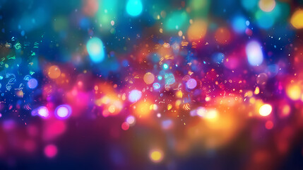 Naklejka premium Abstract blurred background with bokeh lights and colorful bubbles
