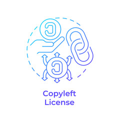 Copyleft license blue gradient concept icon. Copyright protection, intellectual property. Round shape line illustration. Abstract idea. Graphic design. Easy to use in infographic, presentation