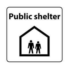 Symbol of public shelter with people inside 