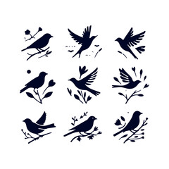 bird silhouette Clip art isolated vector illustration on white background