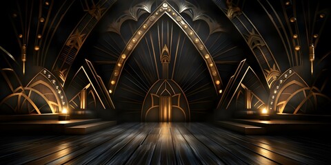 1920s Great Gatsbyinspired abstract art deco background in black gold and silver. Concept Abstract Art Deco, 1920s Inspiration, Black Gold Silver, Great Gatsby Theme, Background Design